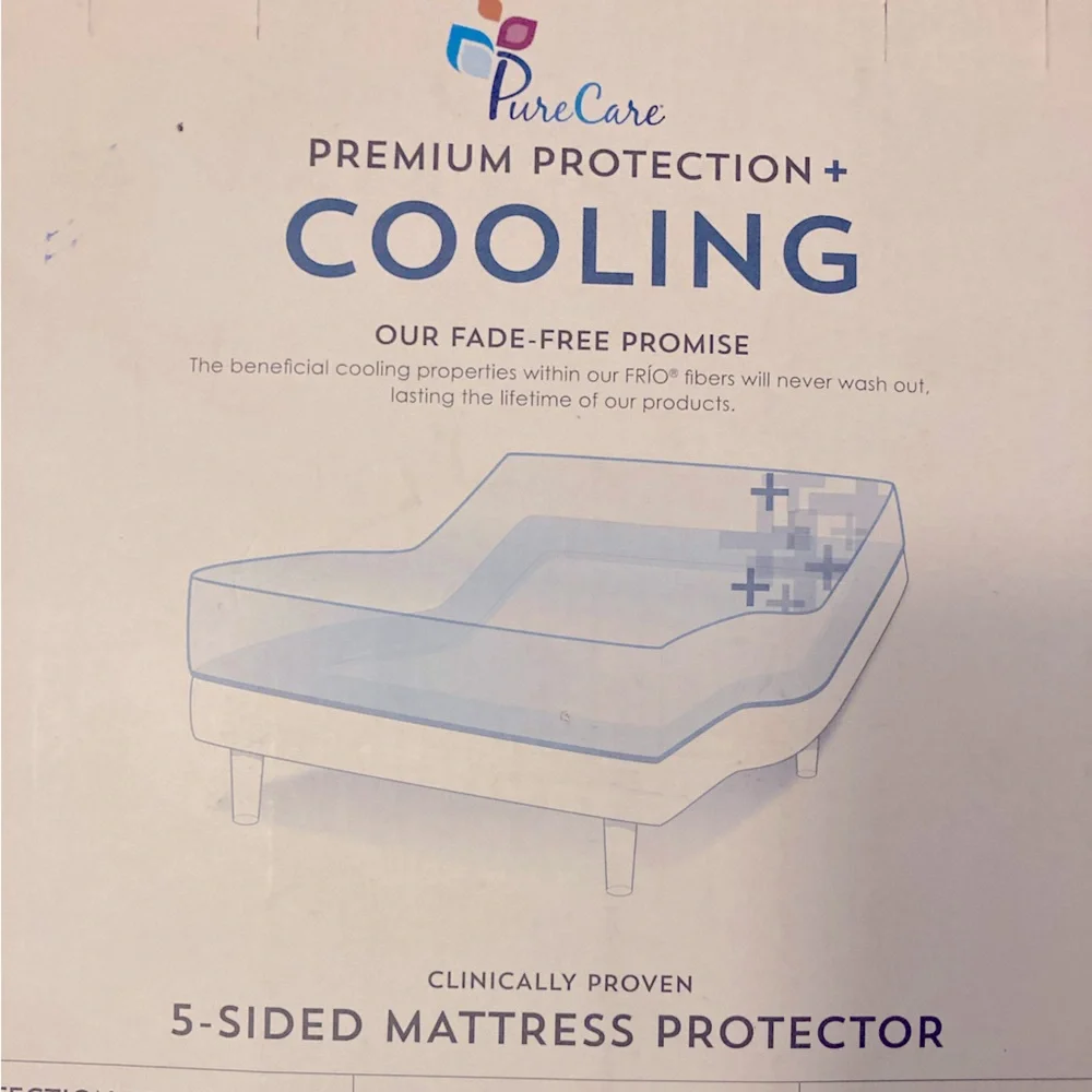 NEW Purecare Frio ❄️ 5-Sided Cooling White Mattress Protector (FULL) 🛏️